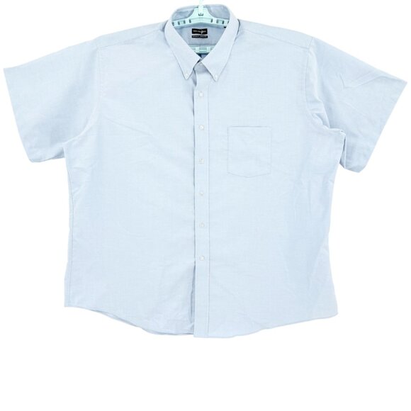 Van Heusen Men's Short Sleeve Regular Fit Wrinkle-Free Blue Shirt Size 20 NWOT - Picture 1 of 9